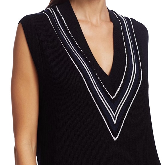 NWT Rag & Bone Black Sweater Dress with White Trim - Picture 3 of 7